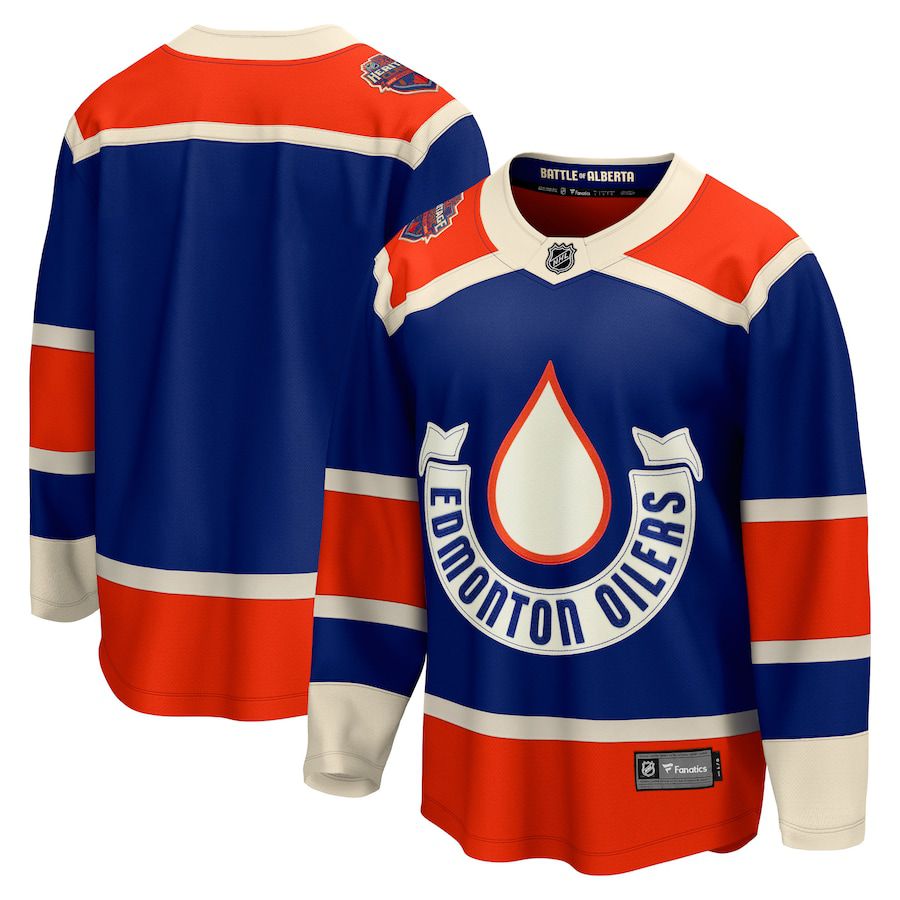 Custom Men Edmonton Oilers Fanatics Branded Royal 2023 NHL Heritage Classic Premier Breakaway Jersey->customized nhl jersey->Custom Jersey
